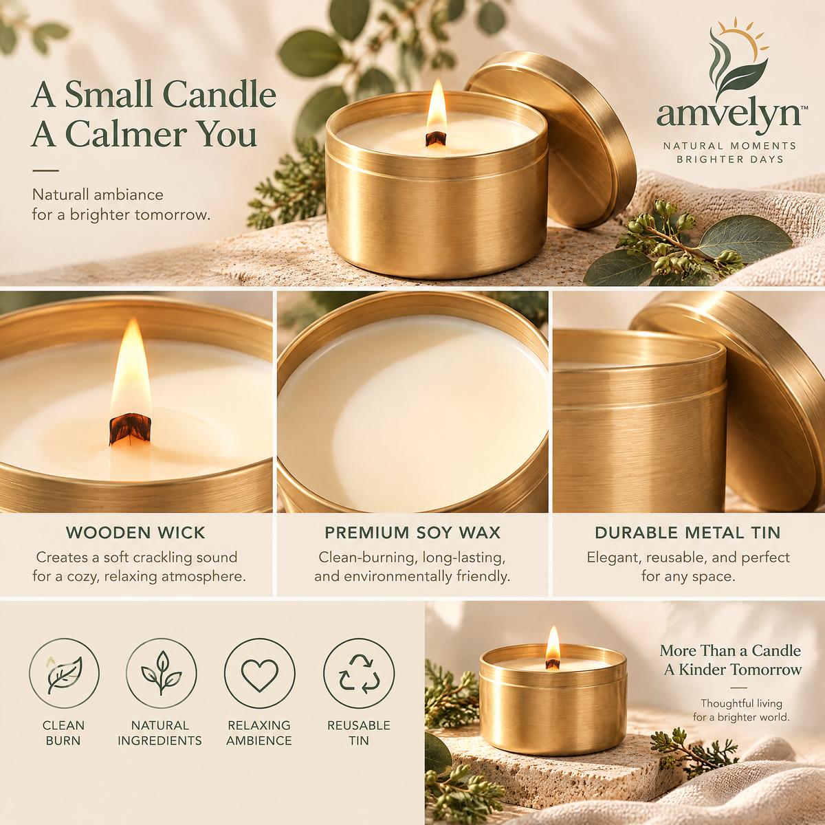 Brushed Brass Travel Soy Candle