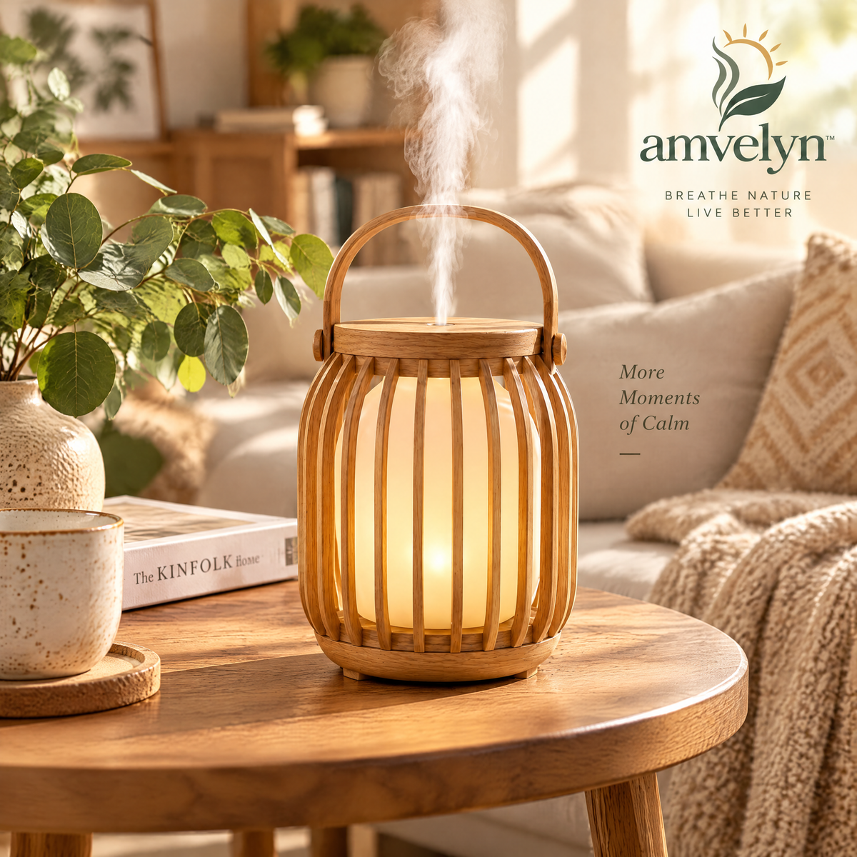 Wooden Lantern Ultrasonic Aroma Diffuser