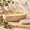 Travertine Three-Wick Aromatherapy Candle