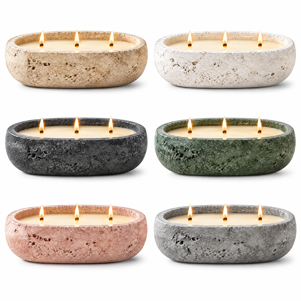 Travertine Three-Wick Aromatherapy Candle