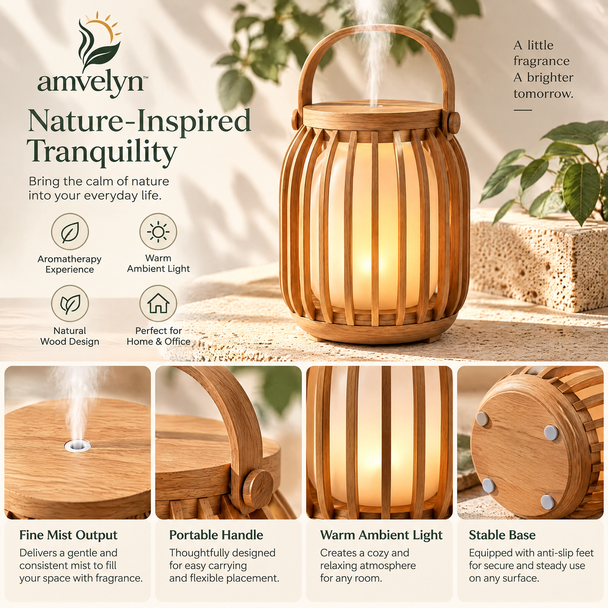 Wooden Lantern Ultrasonic Aroma Diffuser