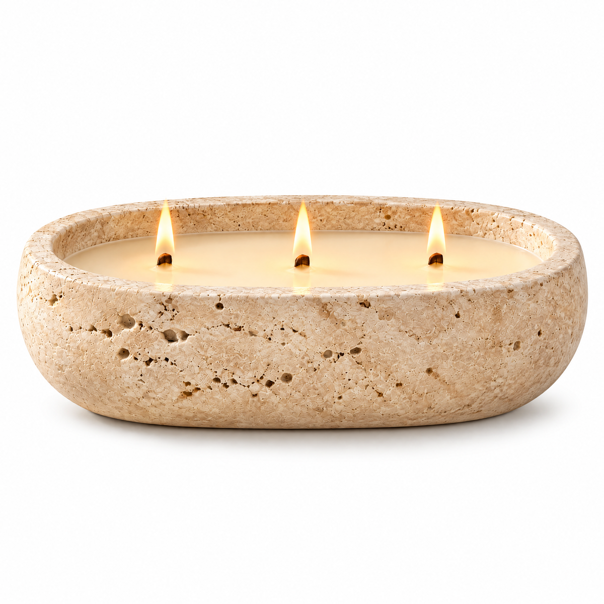 Travertine Three-Wick Aromatherapy Candle