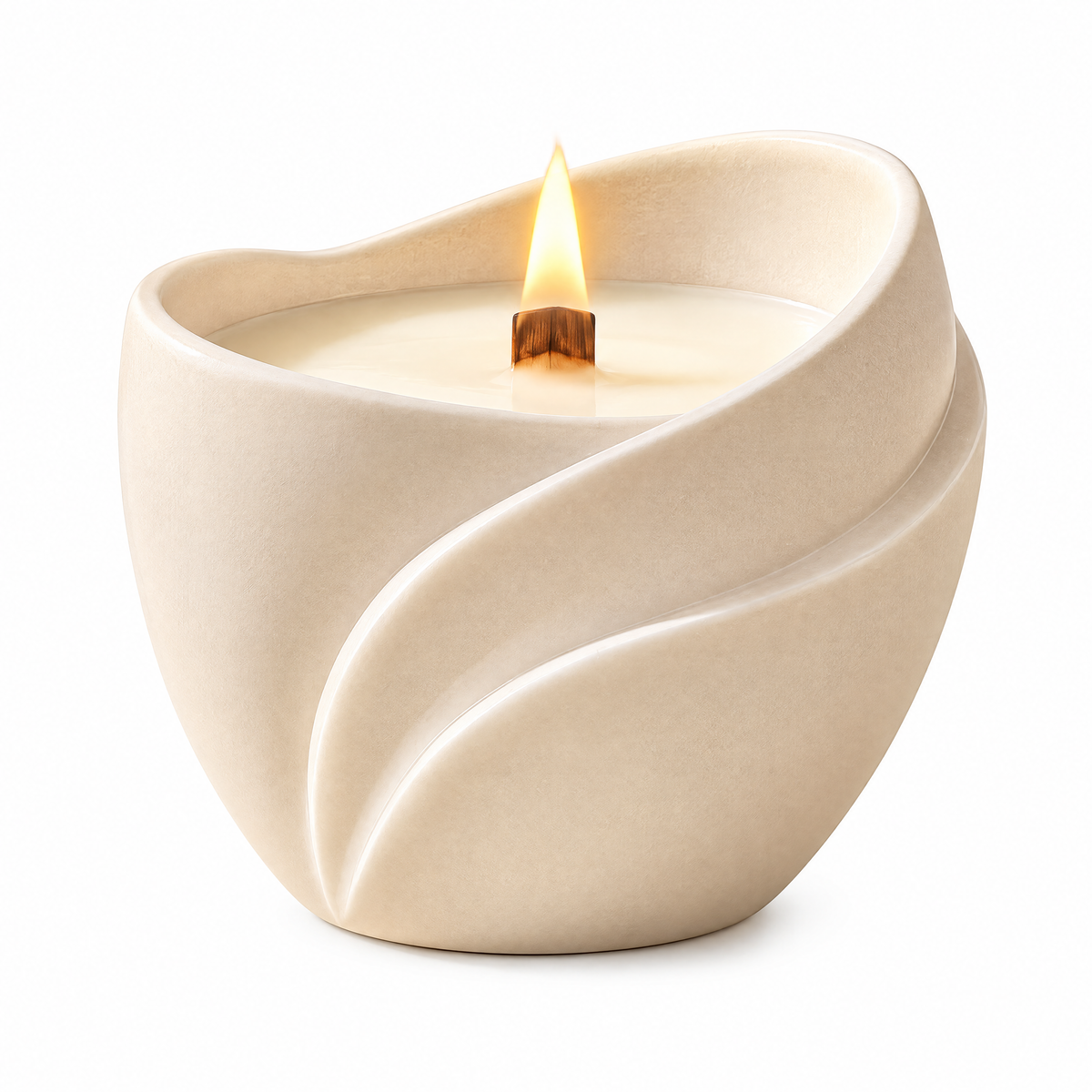 Sculptural Wave Ceramic Soy Candle