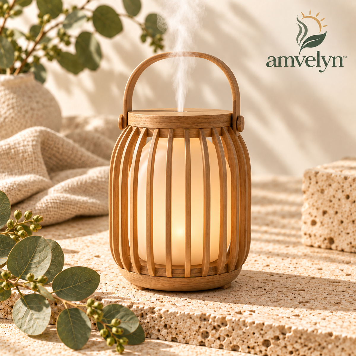 Wooden Lantern Ultrasonic Aroma Diffuser