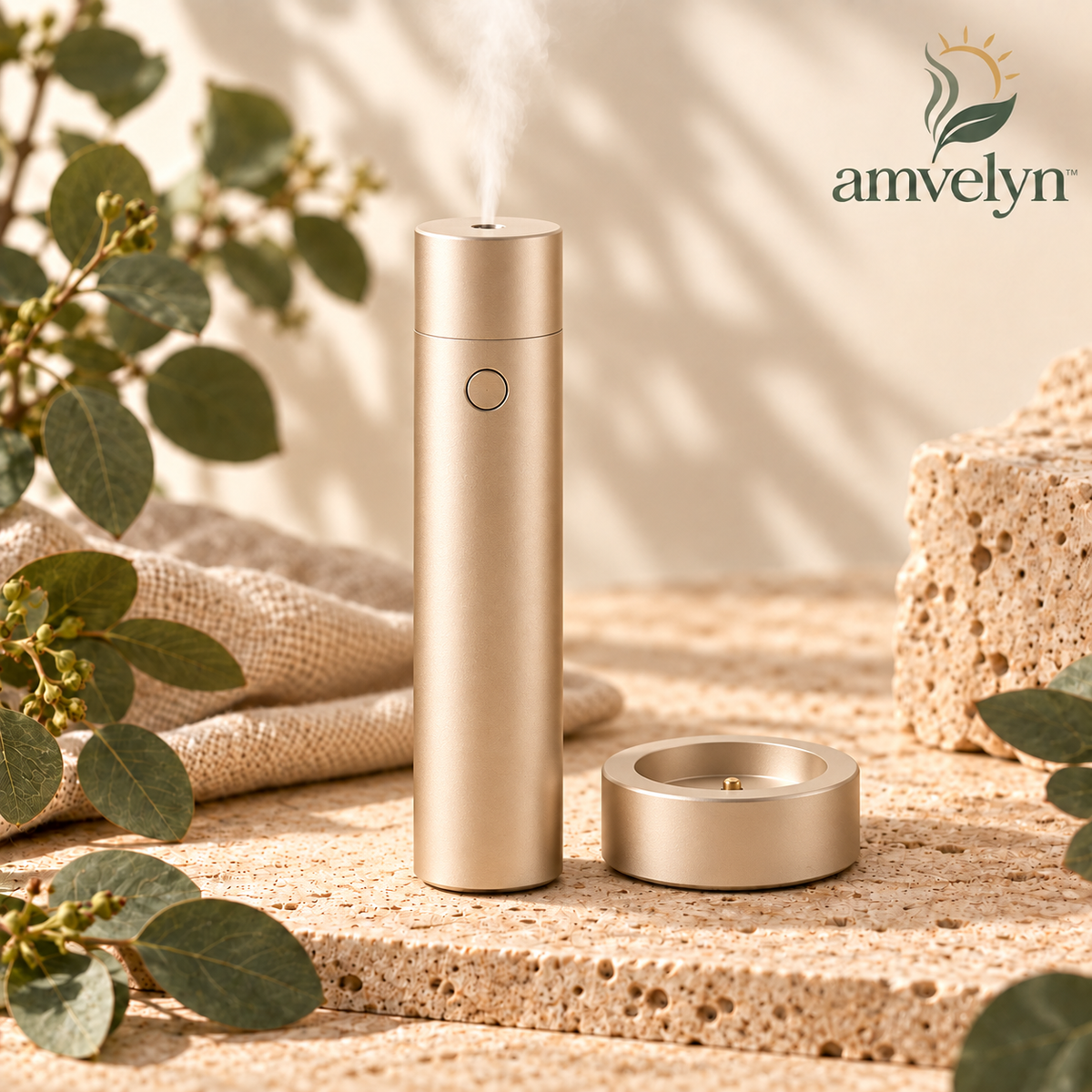 Portable Champagne Aluminum Aroma Diffuser