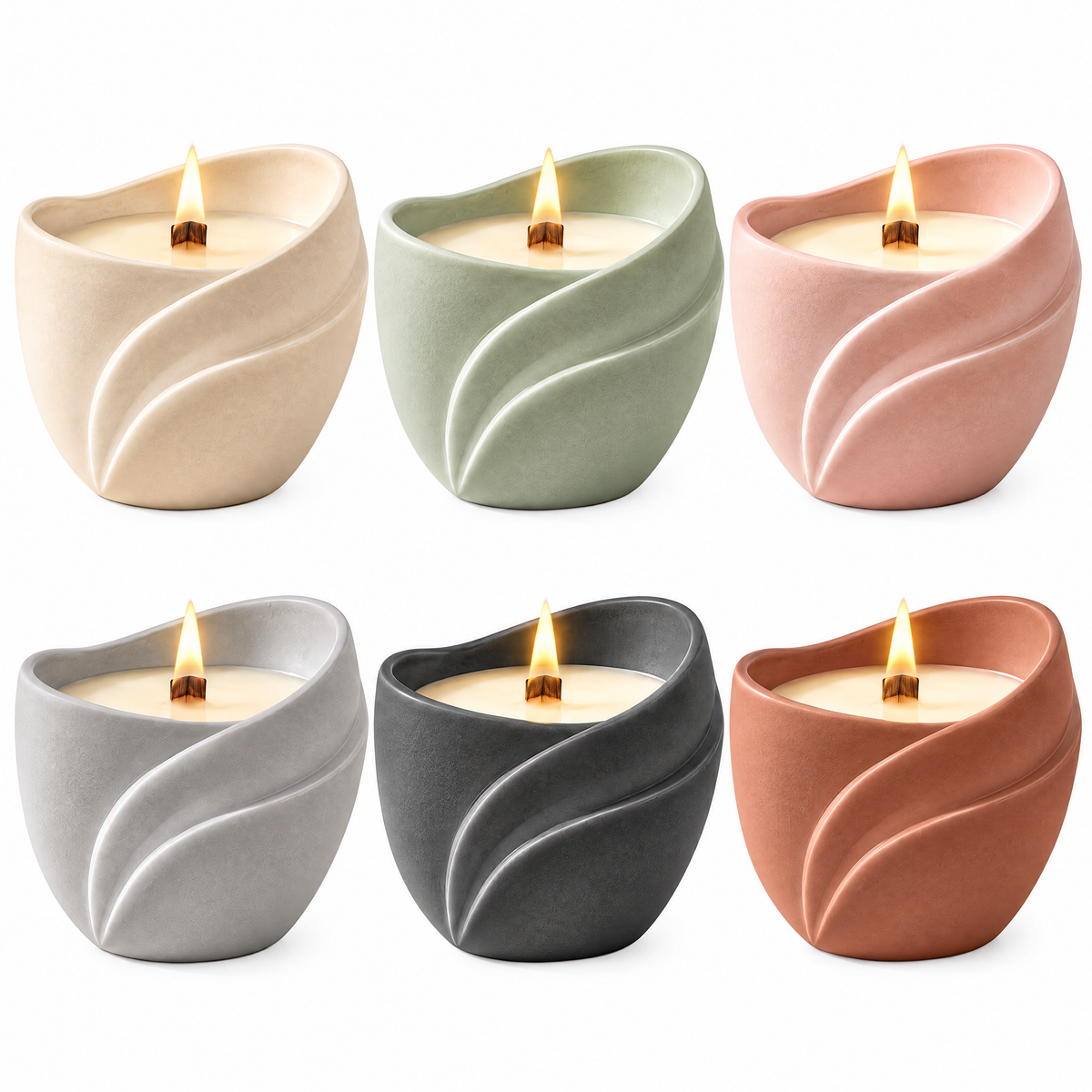 Sculptural Wave Ceramic Soy Candle